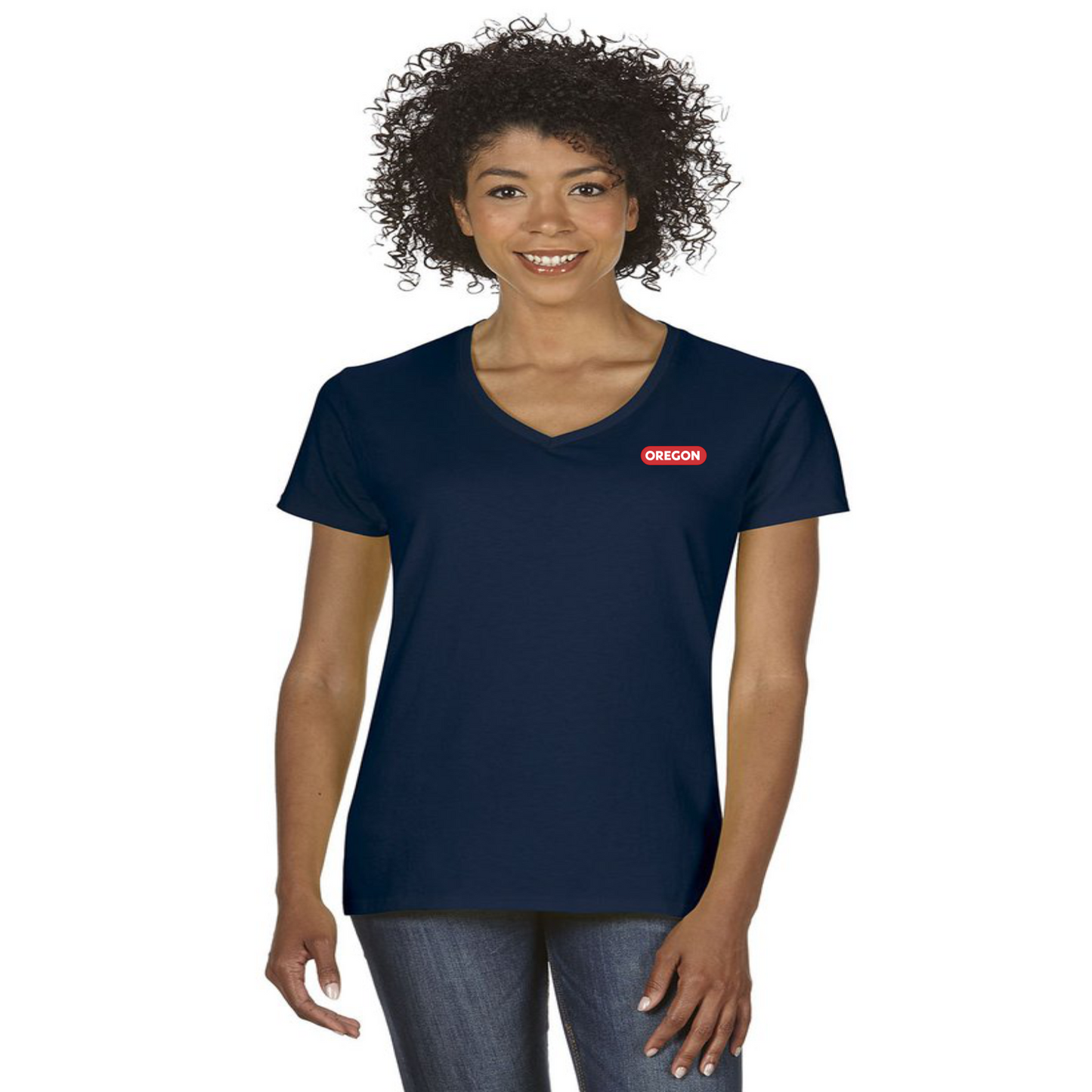 Ladies Cotton Relaxed Fit V-Neck T-Shirt